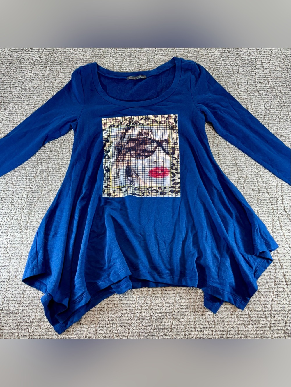 NEW Cecico Women’s Small Blue Oversized‎ Swing Tunic Sample Shirt